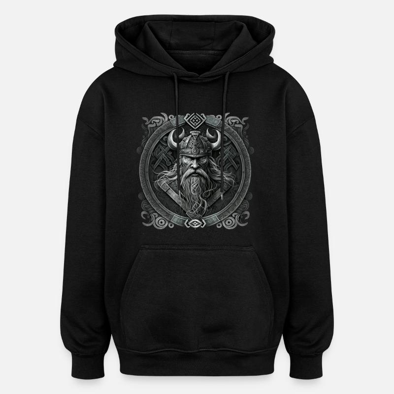 Viking#01 - Sweat à capuche oversize unisexe - noir