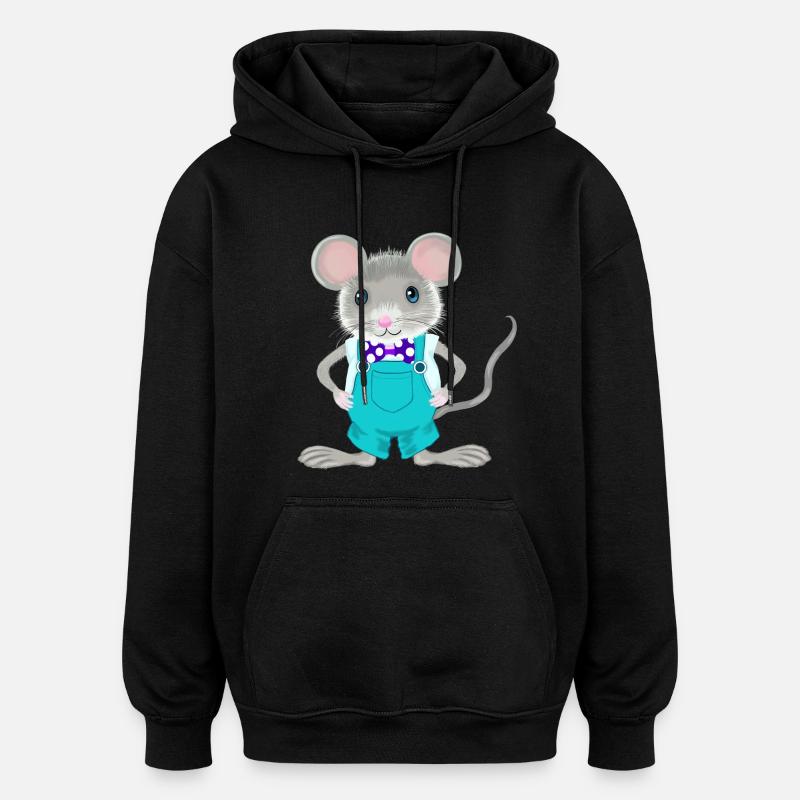 mignonne et élégante petite souris - Sweat à capuche oversize unisexe - noir