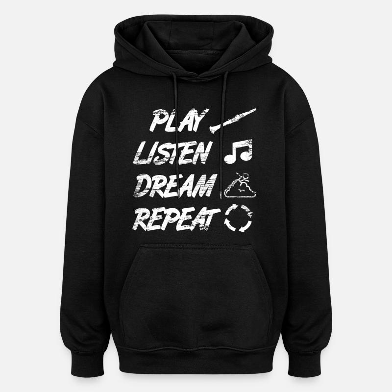 Jouer, écouter, rêver, répéter - Sweat à capuche oversize unisexe - noir