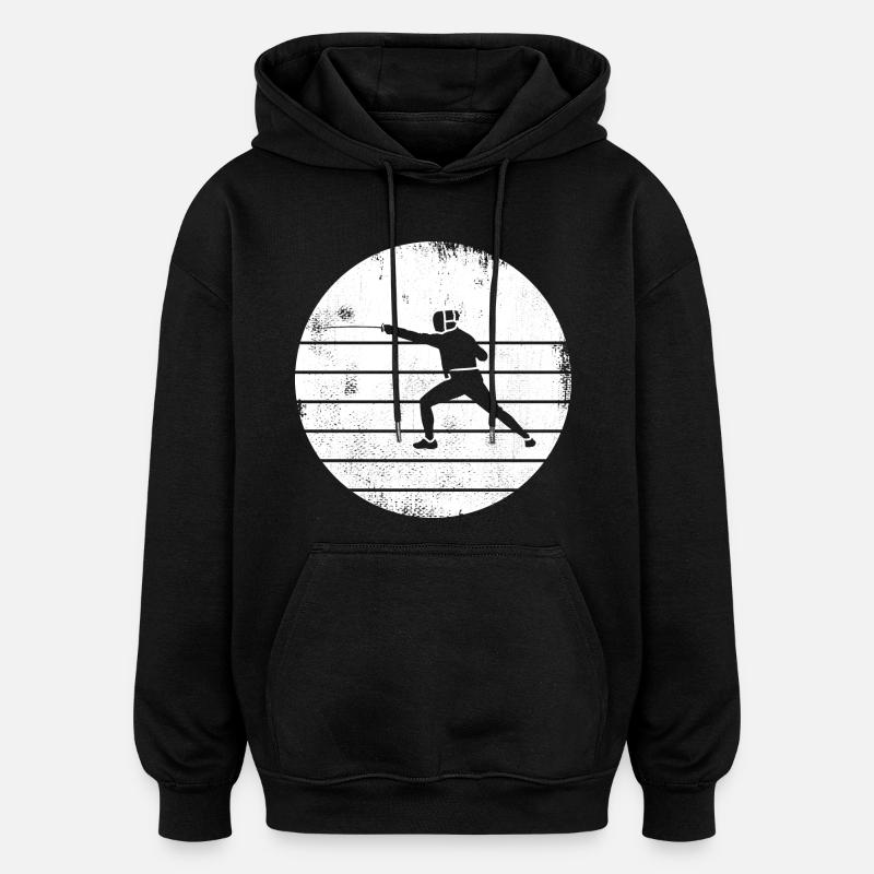 Dessin d’escrime - Sweat à capuche oversize unisexe - noir
