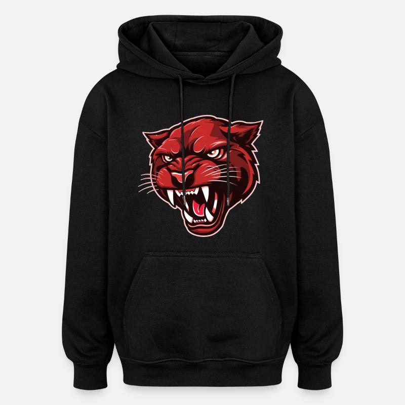 Tête de panthère rouge - Sweat à capuche oversize unisexe - noir