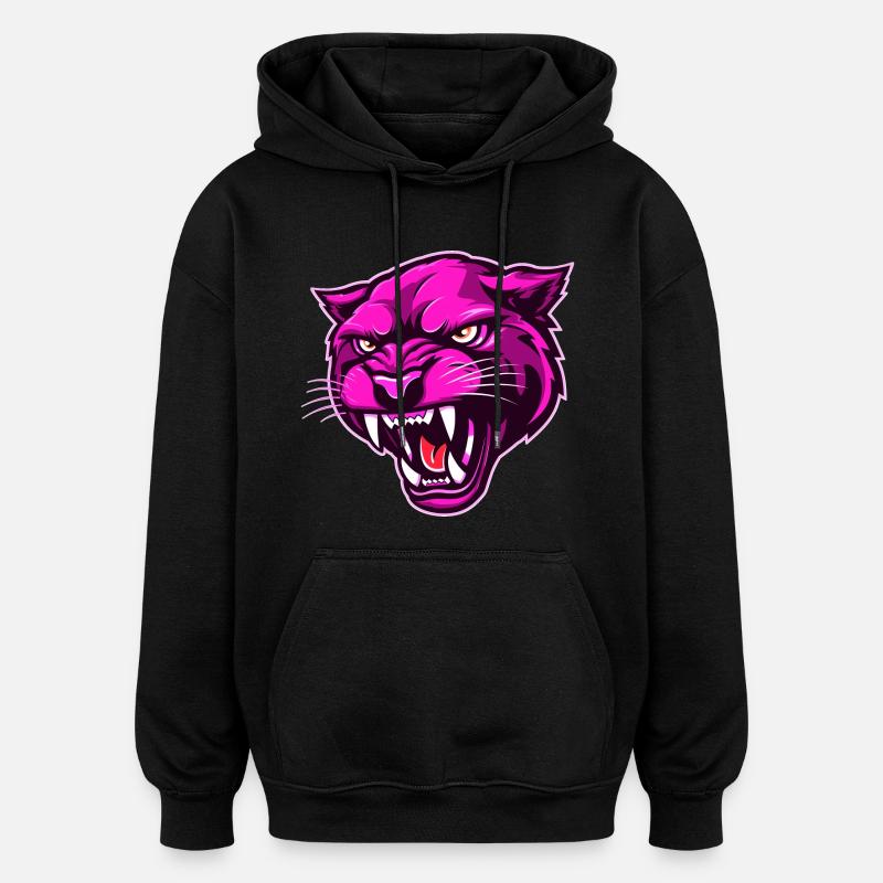 Panther Head Rose - Sweat à capuche oversize unisexe - noir