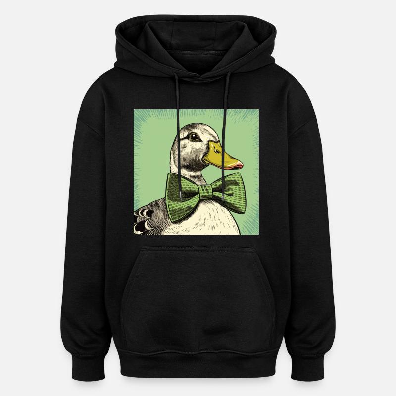 Canard avec nœud papillon - Sweat à capuche oversize unisexe - noir