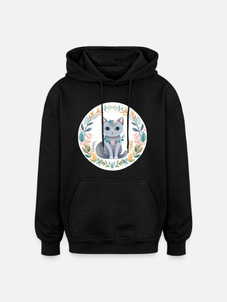 Nature Liberty Cat - Oversized Unisex Hoodie - black
