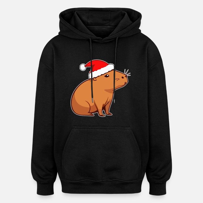Capybara Noël - Sweat à capuche oversize unisexe - noir