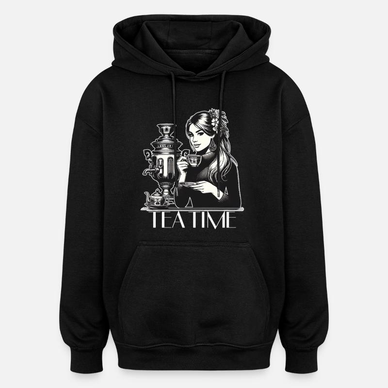 Samowar Teezeit Frau Geschenk - Oversized Unisex Hoodie - Schwarz