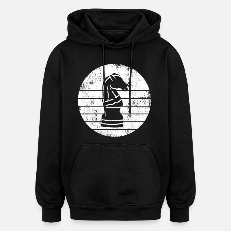 Croquis de chevalier d’échecs - Sweat à capuche oversize unisexe - noir