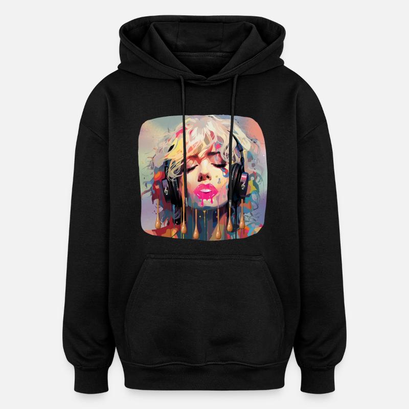 Pop Art & Musique - Sweat à capuche oversize unisexe - noir