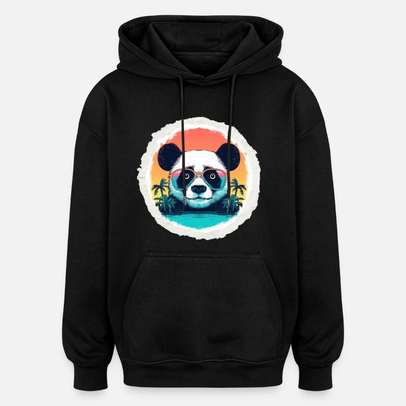 Bébé panda en vacances - Sweat à capuche oversize unisexe - noir