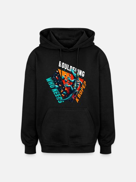 Bouldering Gecko Rope? Gift - Oversized Unisex Hoodie - black