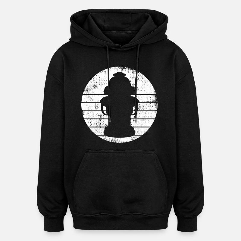 Fire Hydrant Drawing - Oversized Unisex Hoodie - black