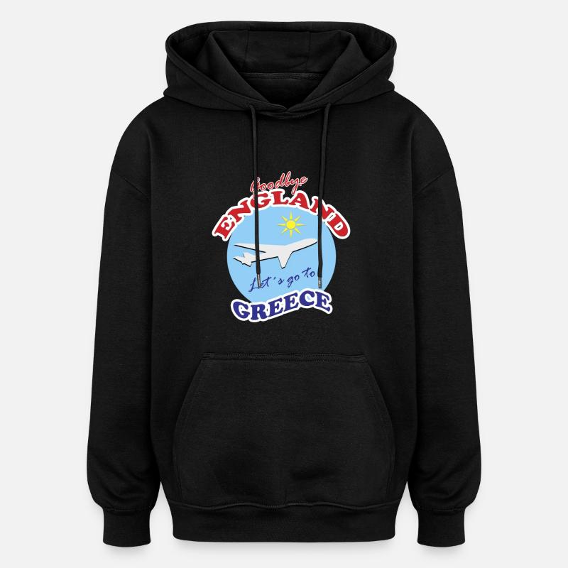 Griechenland Abschied Flugzeug Reisedesign - Oversized Unisex Hoodie - Schwarz