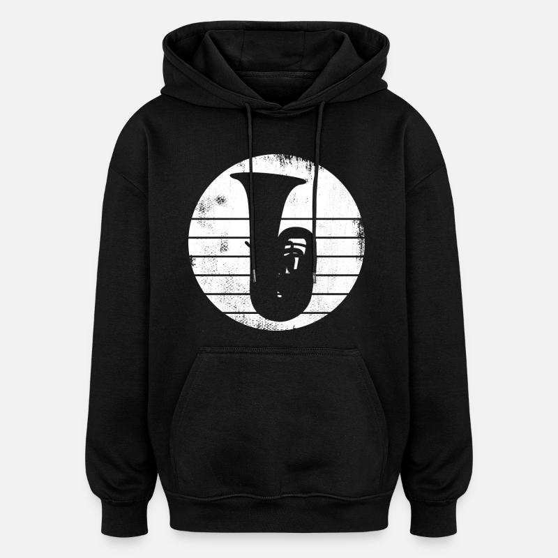 Dessin de tuba - Sweat à capuche oversize unisexe - noir