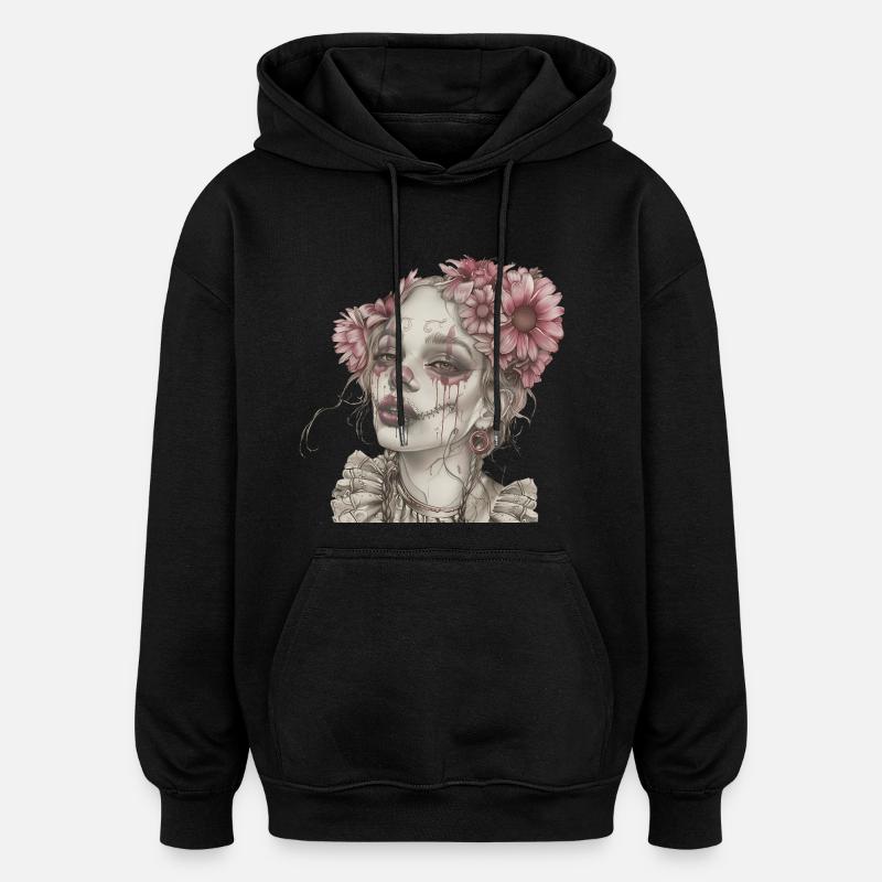 Rosa Calavera - Oversized Unisex Hoodie - Schwarz