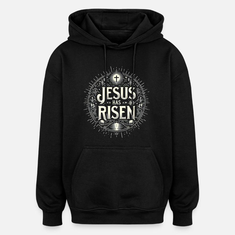 Jesus is Risen Circle - Oversized Unisex Hoodie - black
