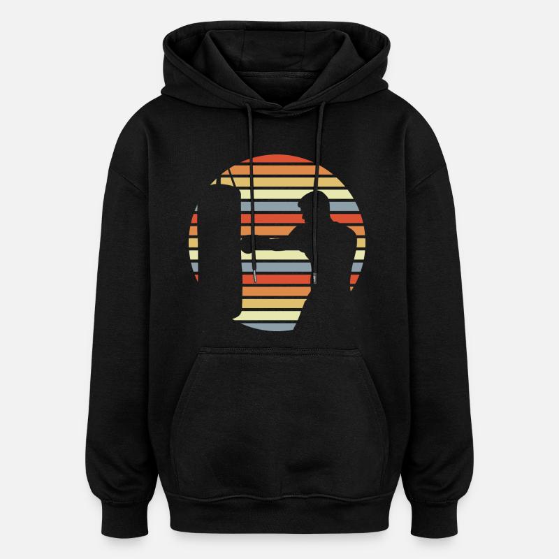 Boxer Drawing - Oversized Unisex Hoodie - black
