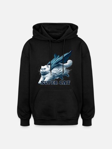 Super Cat persisk hvid persisk kattegave - Oversize unisex hoodie - sort