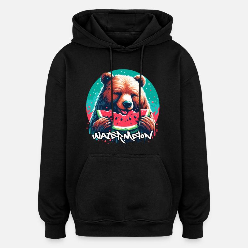 Pastèque ours cadeau délicieux - Sweat à capuche oversize unisexe - noir
