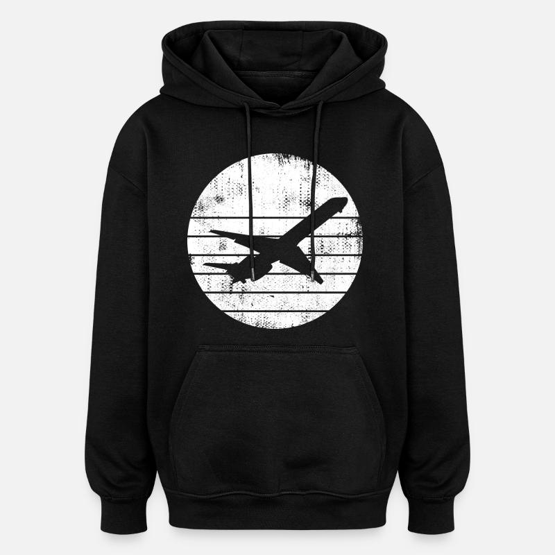 Dessin d’avion - Sweat à capuche oversize unisexe - noir