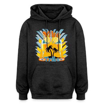 Party Time - Oversized Unisex Hoodie - charcoal grey - Front - Noah (186cm)