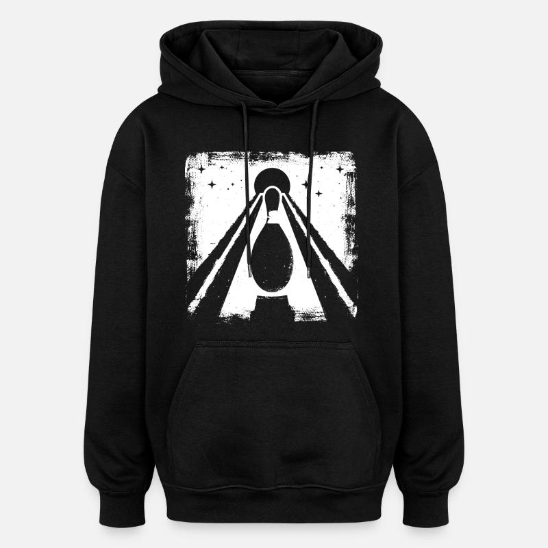 Bowling Pin Grafik - Oversized Unisex Hoodie - Schwarz