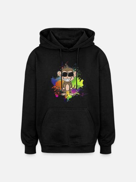 Bunter-Sommer-Affe - Oversized Unisex Hoodie - Schwarz