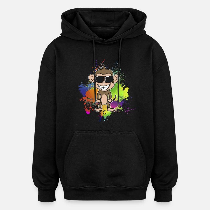 Bunter-Sommer-Affe - Oversized Unisex Hoodie - Schwarz