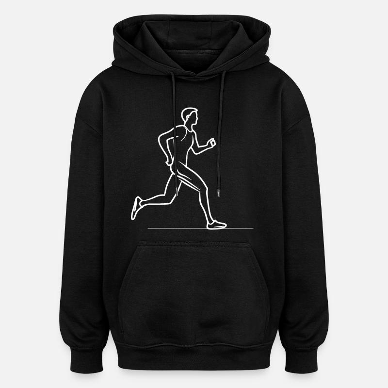 Croquis de joggeur - Sweat à capuche oversize unisexe - noir