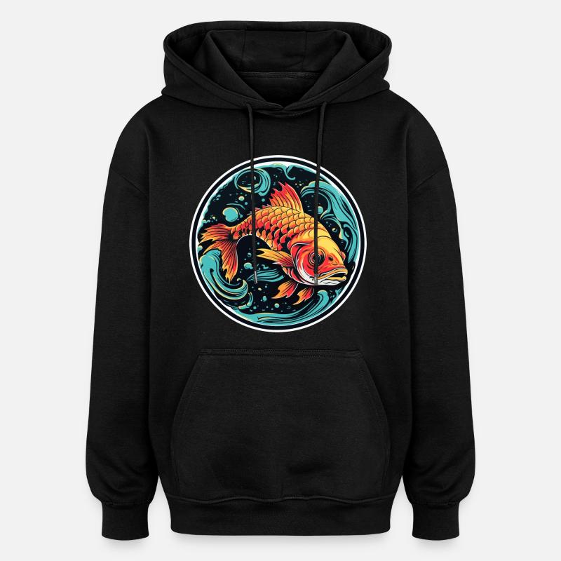 Illustration de poisson - Sweat à capuche oversize unisexe - noir
