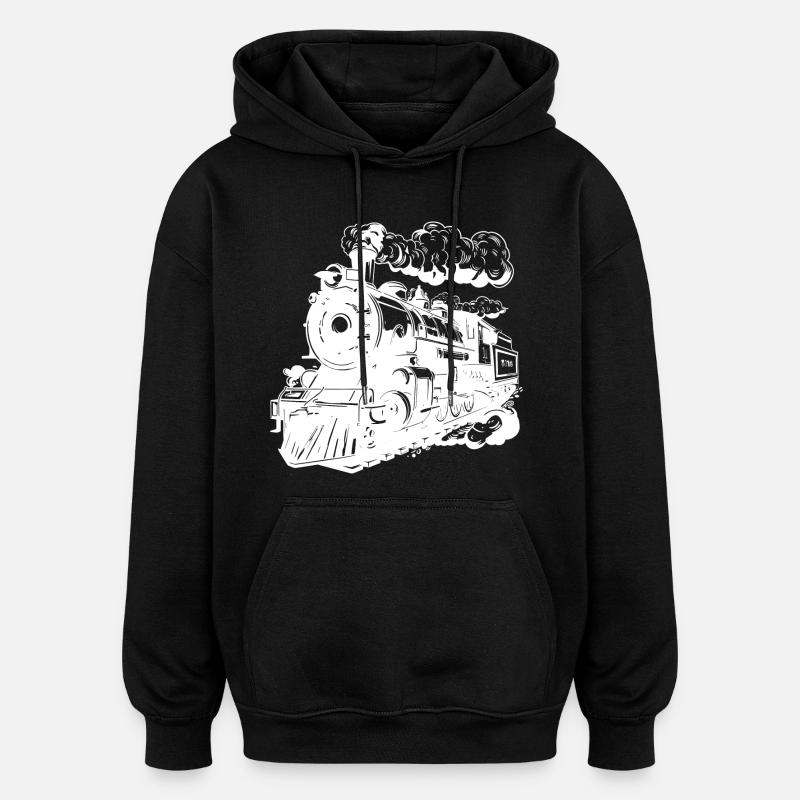 Graphisme de locomotive - Sweat à capuche oversize unisexe - noir