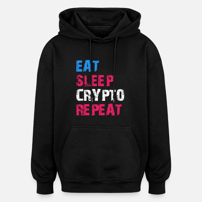 MANGER DORMIR CRYPTO RÉPÉTER - Sweat à capuche oversize unisexe - noir