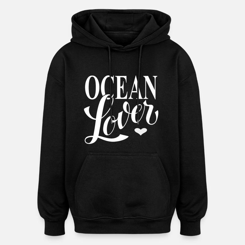 Ocean Lover - Conçu par KissingLetters - Sweat à capuche oversize unisexe - noir