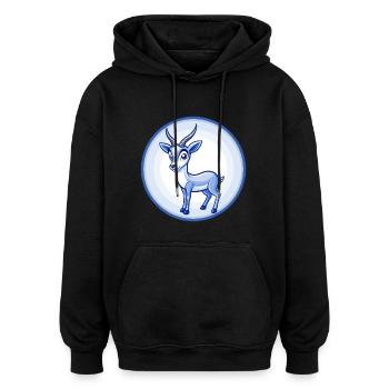 Impala Blau Kawaii Cartoon Figur Clipart Haustier - Oversized Unisex Hoodie - Schwarz - Vorne - Noah (186cm)