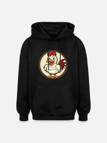 kylling, farverig, kawaii, tegneseriefigur Clipart - Oversize unisex hoodie - sort