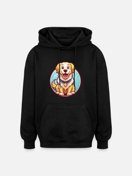 Golden Retriever Hund Sjov Kawaii Tegneserie Dyr - Oversize unisex hoodie - sort