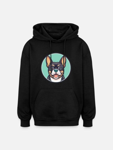 Cao De Castro Laboreiro Race Chien Dessin Animé Kawaii - Sweat à capuche oversize unisexe - noir
