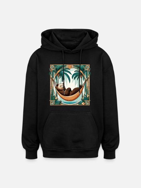 Alderspension Bjørn Pensionist Palmetræer Gave - Oversize unisex hoodie - sort