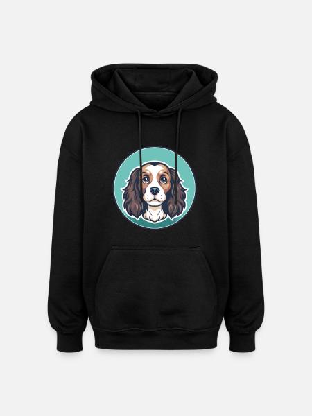 Toy Trawler Spaniel Dog Breed Funny Cartoon Kawaii - Oversized Unisex Hoodie - black