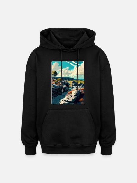 Plakat podróżniczy do Parku Narodowego Burren S w Irlandii - Bluza z kapturem oversize typu unisex - czarny