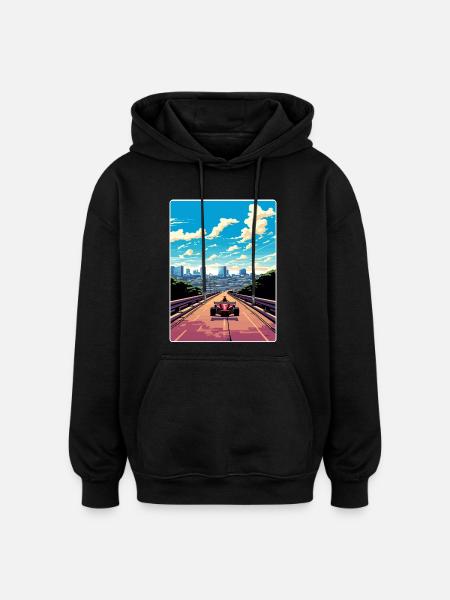 Austin Circuit Motorsport Race Texas Travel Poster - Oversized Unisex Hoodie - black