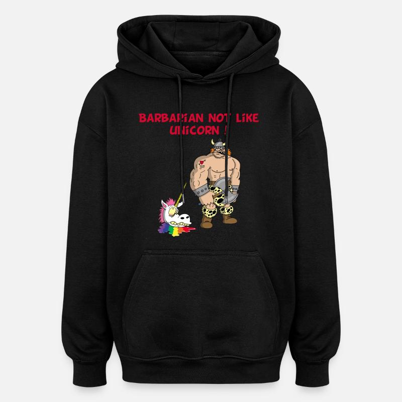 Der Barbar und das Einhorn - Oversized Unisex Hoodie - Schwarz