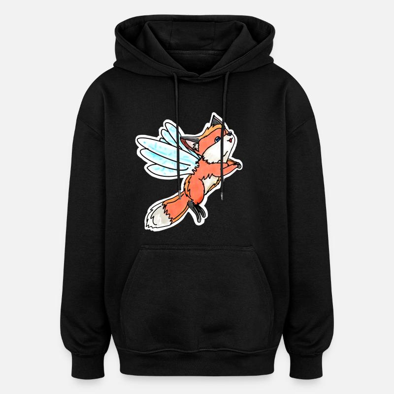 Fantastic, Flying Fairy Fox - Oversized Unisex Hoodie - black