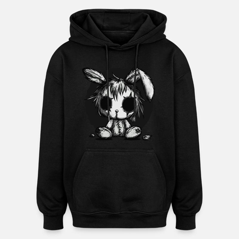 Mignon lapin effrayant - Sweat à capuche oversize unisexe - noir