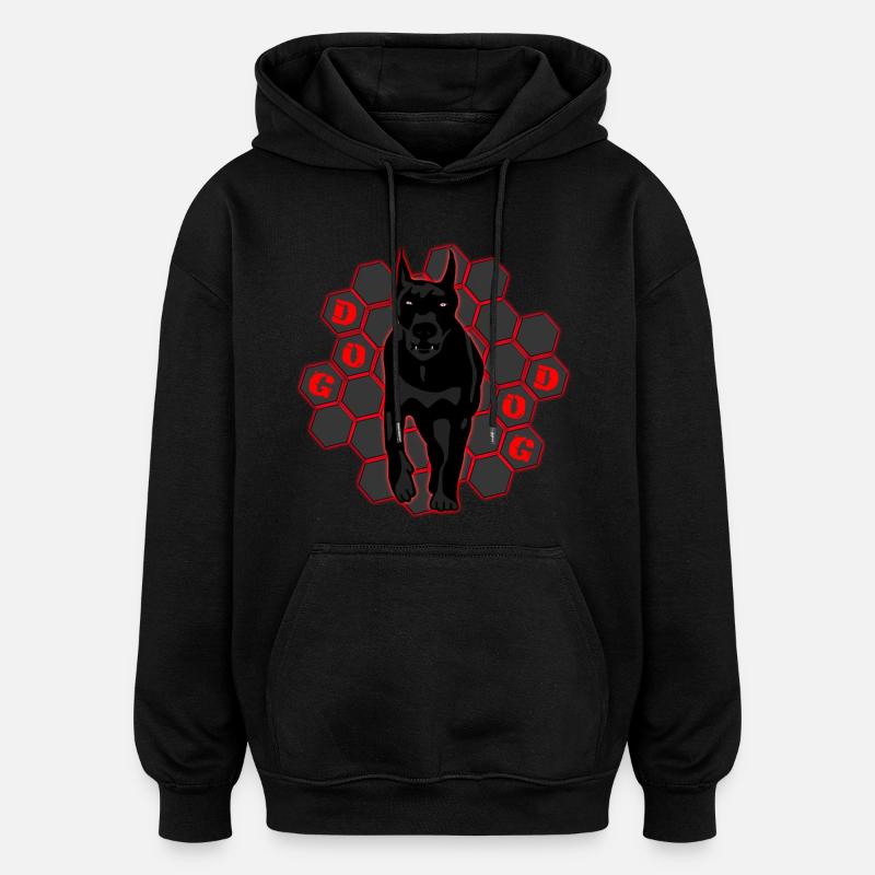 Doberman survivant - Sweat à capuche oversize unisexe - noir