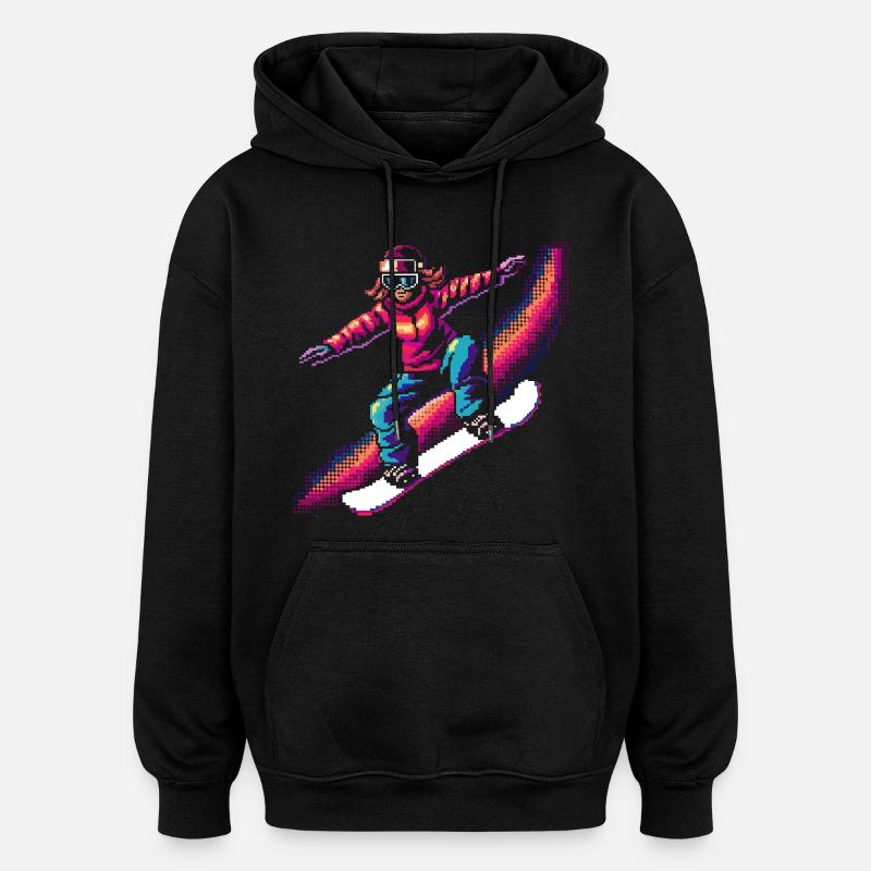 Pixel de snowboard - Sweat à capuche oversize unisexe - noir