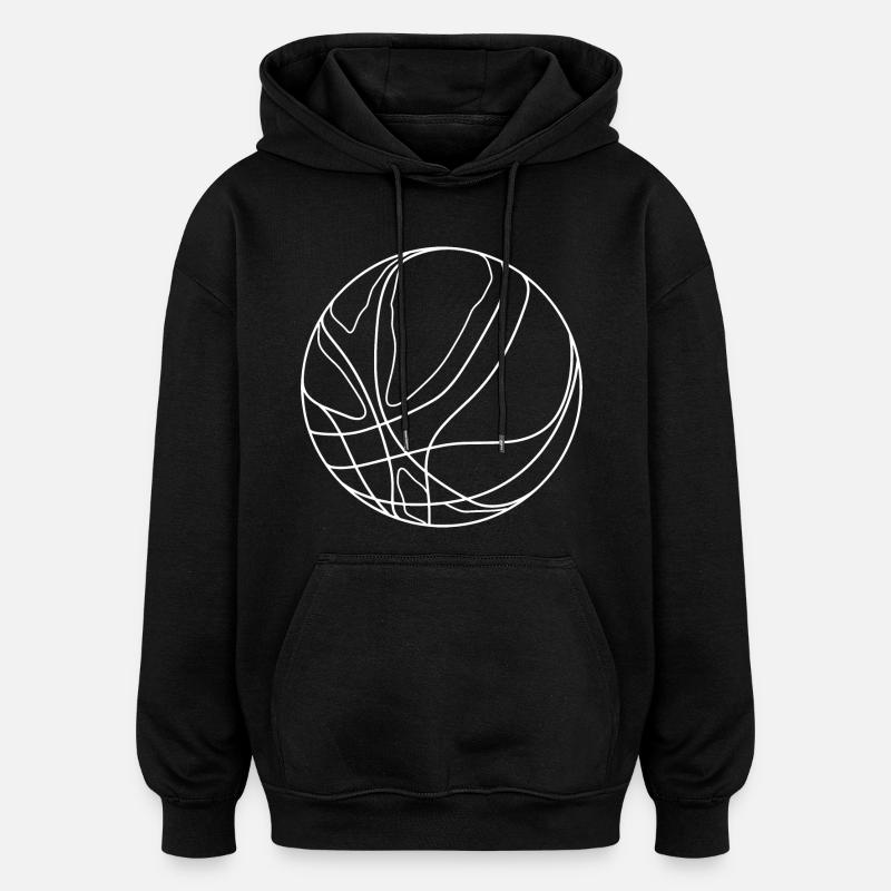 Dessin de ballon de basket-ball - Sweat à capuche oversize unisexe - noir