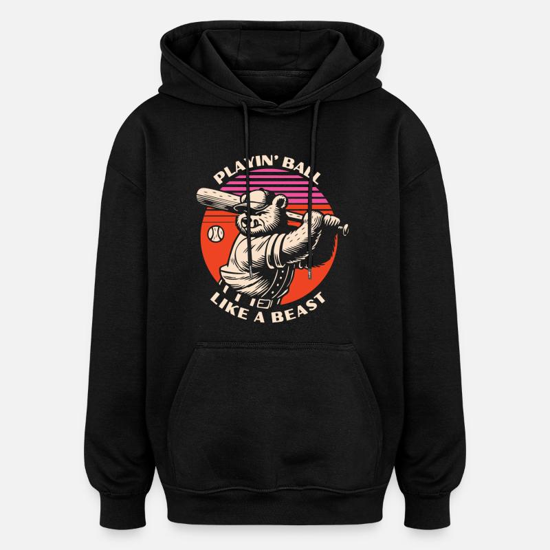 Baseball bête ours - Sweat à capuche oversize unisexe - noir