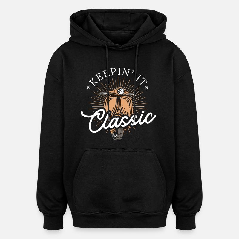 Keepin’ It Classic – Retro Motorroller - Oversized Unisex Hoodie - Schwarz