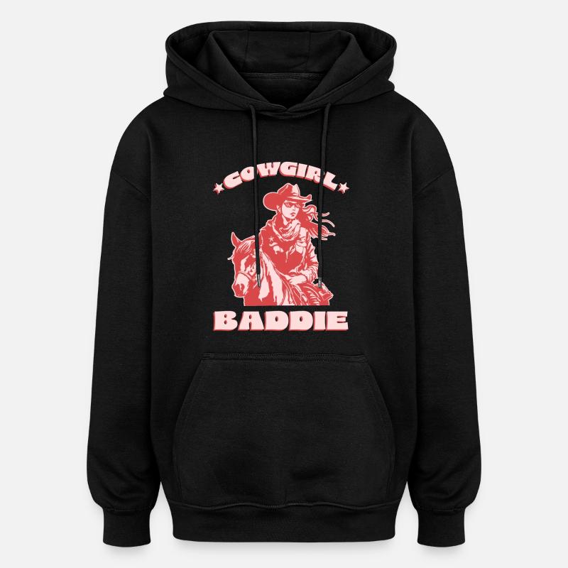 Méchant de l’Ouest à cheval - Sweat à capuche oversize unisexe - noir