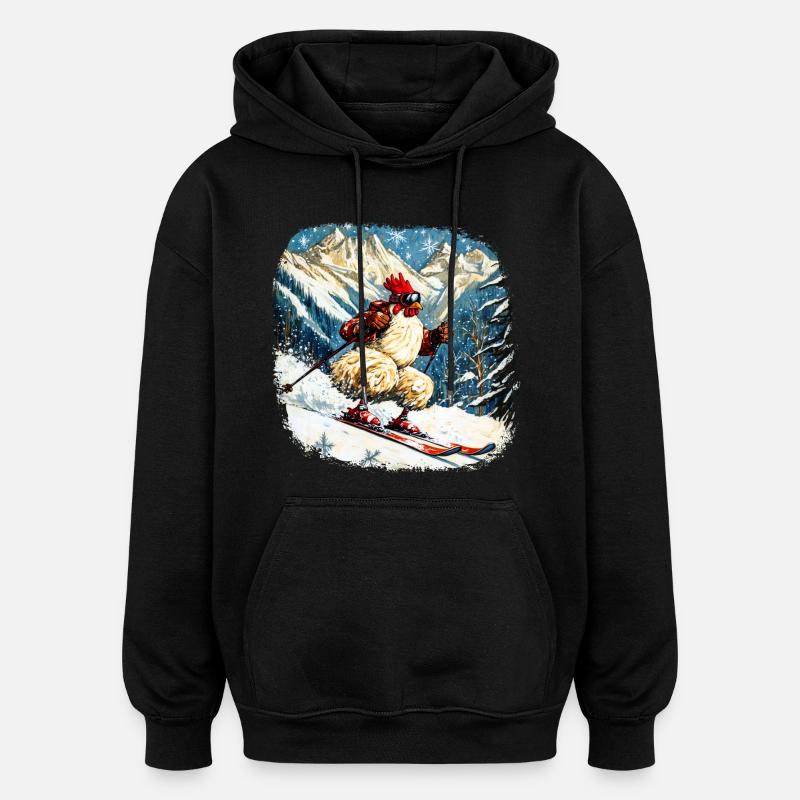 Ski Hühner - Oversized Unisex Hoodie - Schwarz